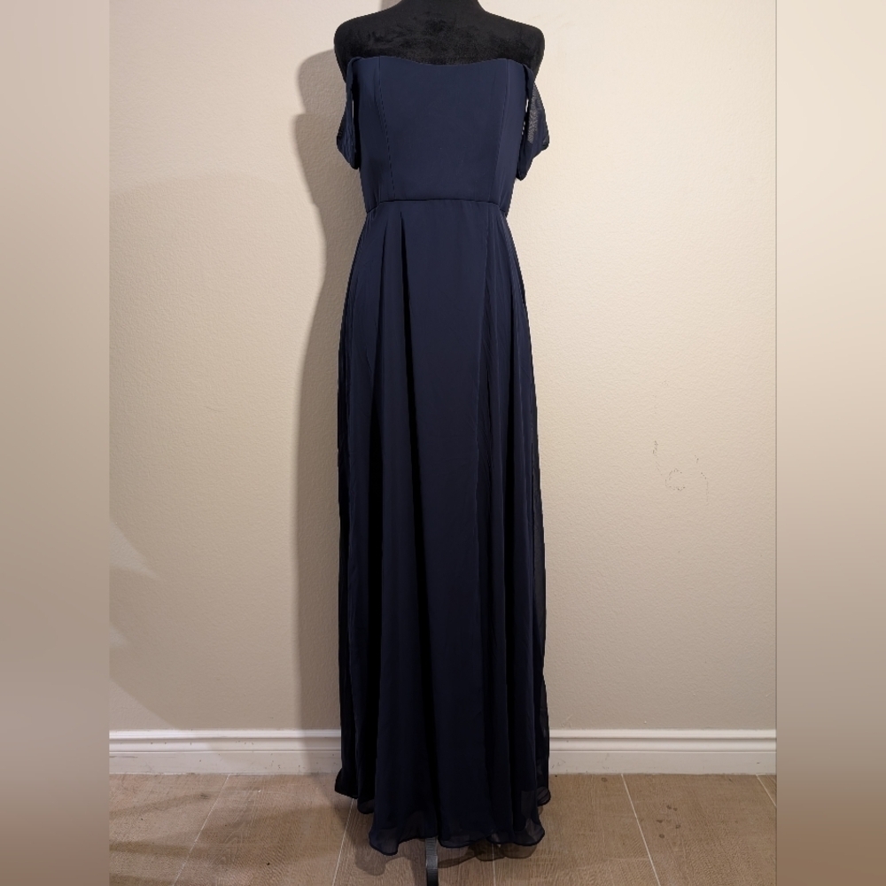 AFTER SIX Women’s Off the Shoulder Evening Gown Navy Blue Size 6 R NWOT - Picture 4 of 11